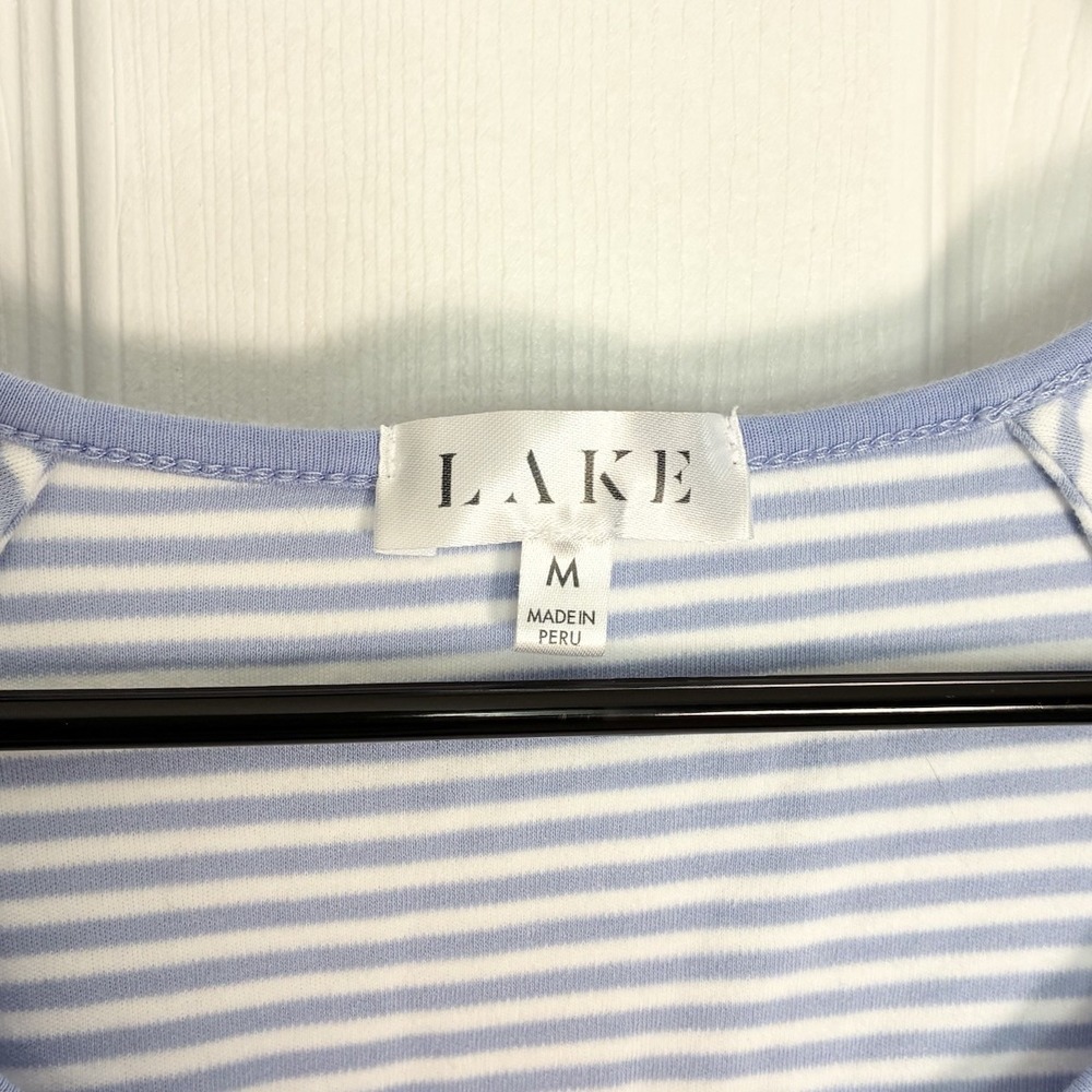 LAKE Pajamas 100% Pima Cotton Long Sleeve Pants Set Hydrangea Striped Medium - Picture 5 of 8